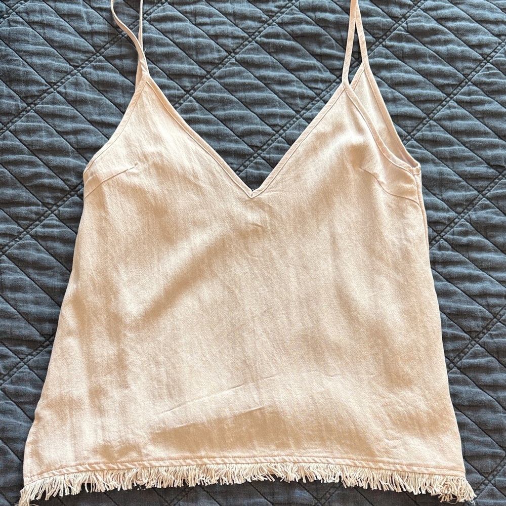 Sabo Skirt Cream Camisole with Fringe Detail